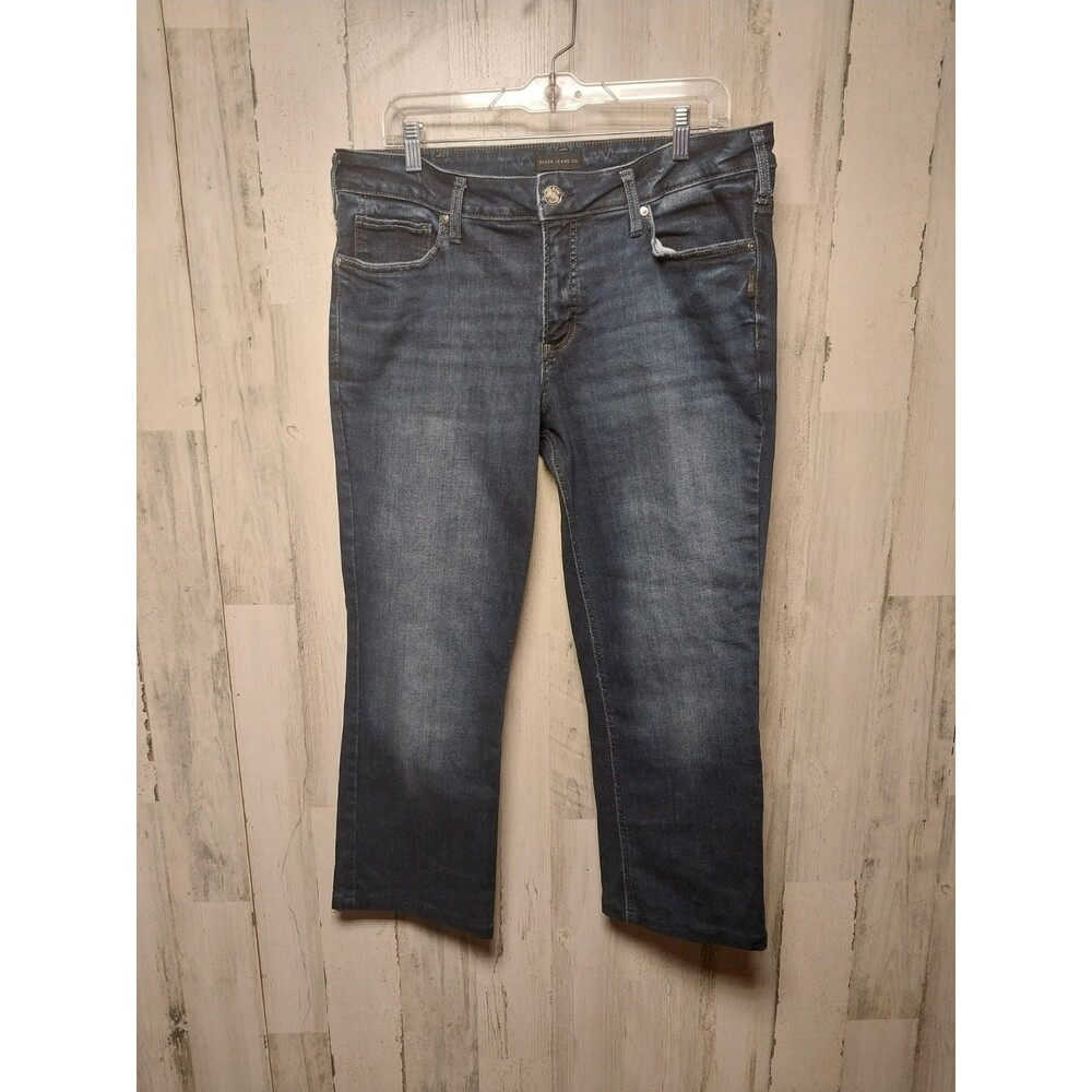 Silver Jeans Elyse Slim Boot Size 14 Dark Wash Hemmed 36x26